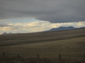 Sweet Grass Hills rising starkly from the plains